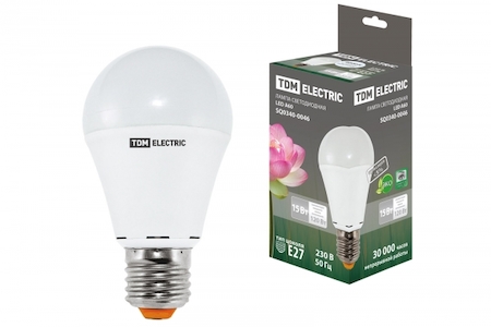 TDM ELECTRIC SQ0340-0046 Лампа светодиодная А60 - 15 Вт-220 В -4000 К–E27 TDM